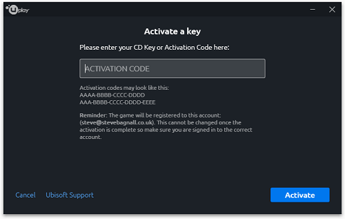 epic games ubisoft activation code