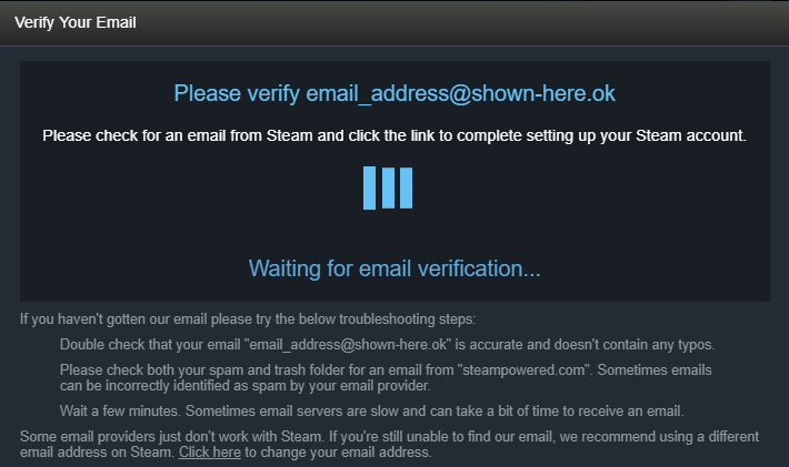 steam verifying login information profile